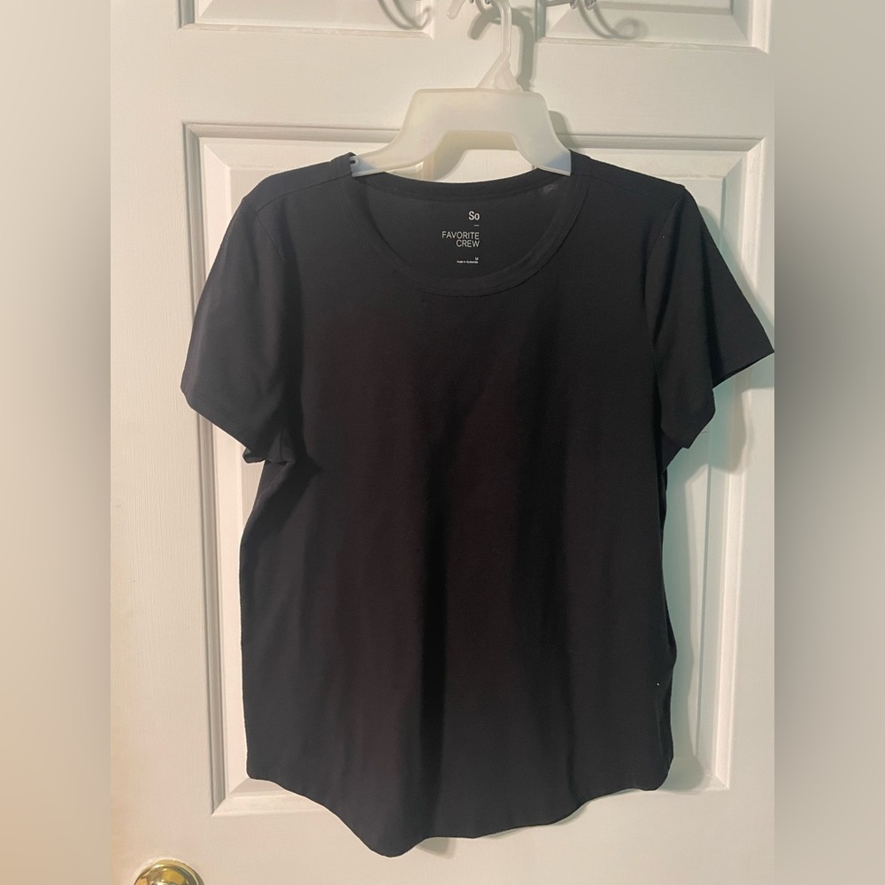 So Black Scoop Neck Shirt